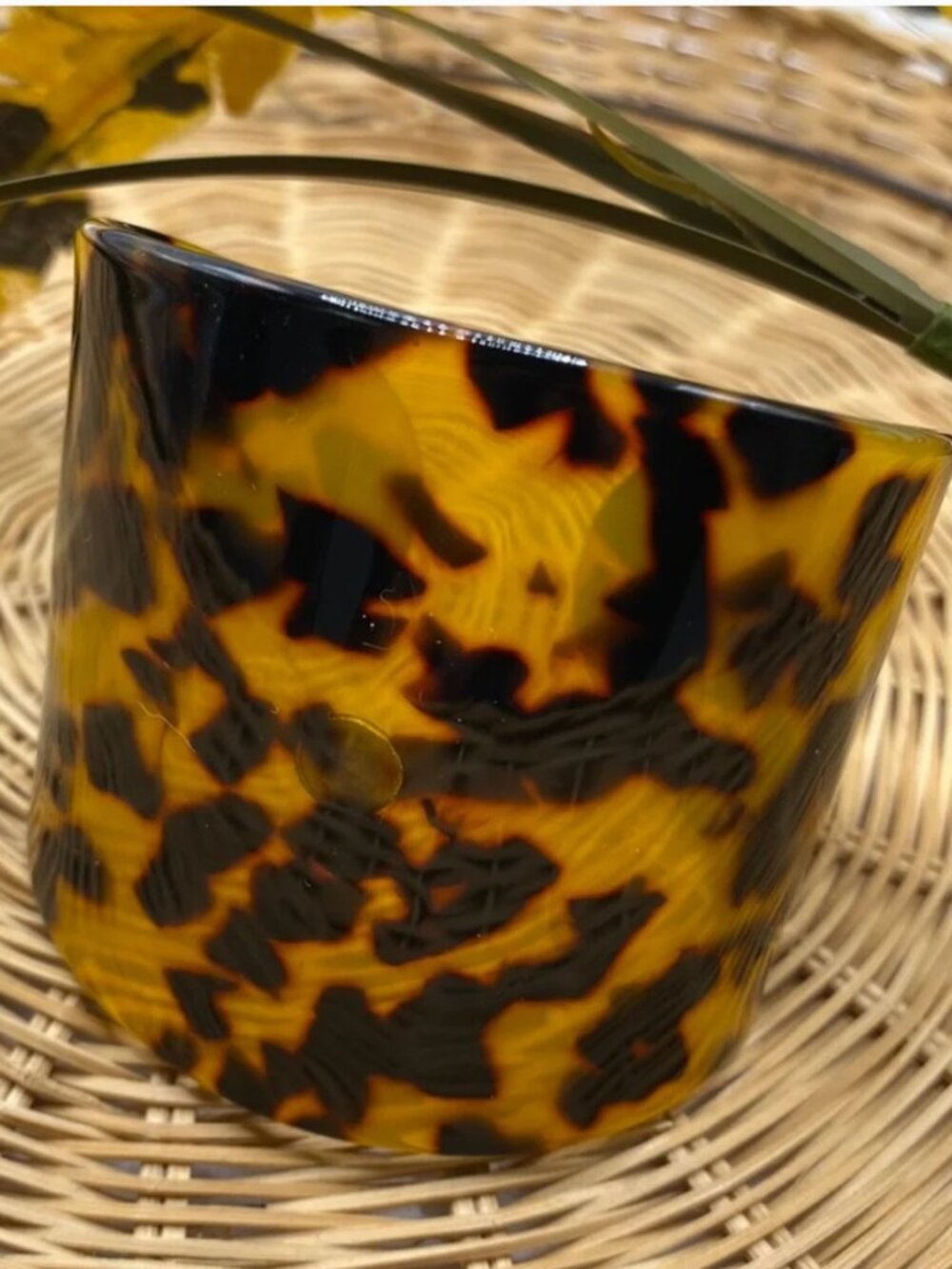 J.Crew Vintage Tortoiseshell Resin Wide Cuff Bracelet Statement Bangle